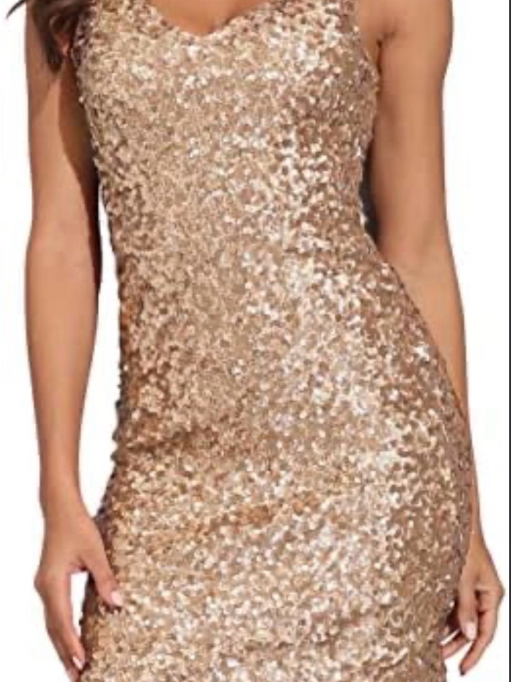 Sleeveless Golden Sequin Bodycon Prom Dress
